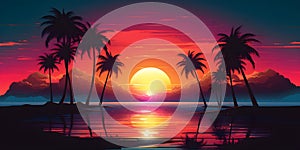 Synthwave Summers s Electronic Beats and Sunset Drives. Concept Synthwave Music, Summer Vibes, Electronic Beats, Sunset Drives,