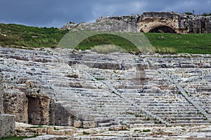 Ancient Greek Theater, Neapolis Archaeological Park in Syracuse, Italy