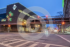 SYRACUSE, NEW YORK - DEC 07, 2018: Night View at Downtown Syracuse, New York