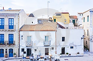 Syracuse, Sicily, Italy - ancient street with old buildings in the seafront of Ortygia Ortigia Island