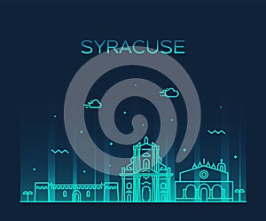 Syracuse skyline Sicily Italy vector linear style