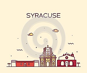 Syracuse skyline Sicily Italy vector linear style