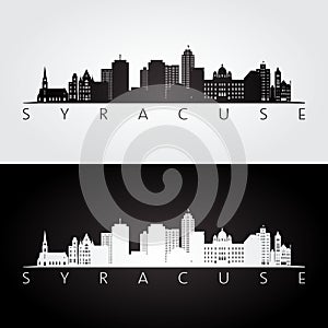 Syracuse USA skyline and landmarks silhouette