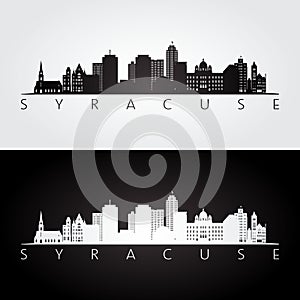 Syracuse USA skyline and landmarks silhouette photo