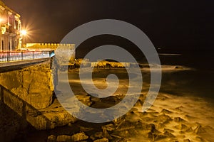 Syracuse waterfront at night