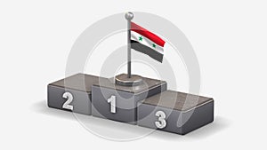 Syria 3D waving flag illustration on winner podium.