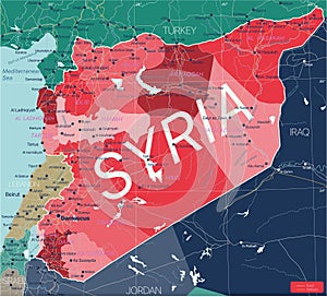 Syria country detailed editable map