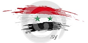 Syria flag. Brush strokes, grunge. Stripes colors of the syrian flag on a white background. Vector design national poster,