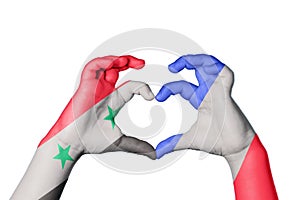 Syria France Heart, Hand gesture making heart