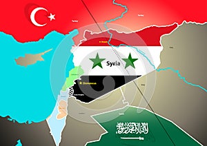 Syria geopolitical map with proposed oil pipeline