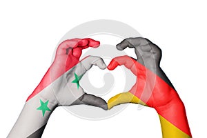 Syria Germany Heart, Hand gesture making heart