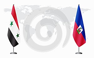 Syria and Haiti flags for official meeting