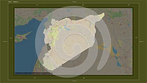 Syria highlighted - composition. Topo standard
