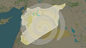 Syria highlighted. Topo Humanitarian