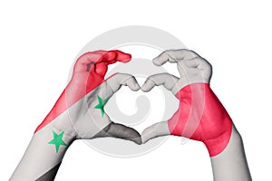 Syria Japan Heart, Hand gesture making heart