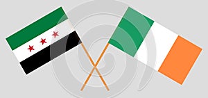 Syria opposition and Ireland. The Syrian National Coalition and Irish flags. Official colors. Correct proportion. Vector