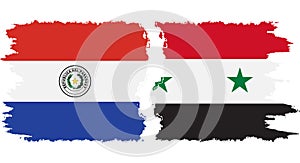 Syria and Paraguay grunge flags connection vector