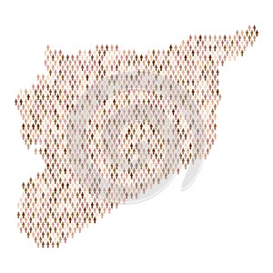 Syria population infographic. Map made from stick figure people