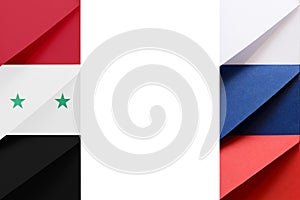 Syria and Russian flags made from envelopes