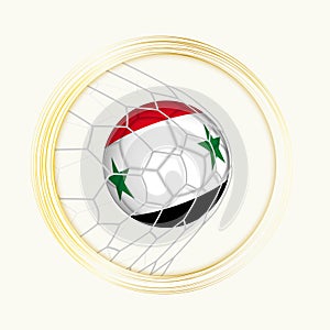 Syria scoring goal, abstract football symbol with illustration of Syria ball in soccer net