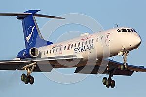 Syrian Air Tupolev Tu-134 landing at Vnukovo international airport.