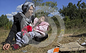 Syrian refugee mother daughter