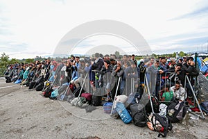 Syrian refugees at slovenian border