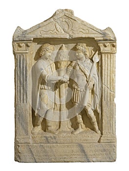 Syrian stele, found in Rome, with an inscription at the bottom in both the Greek and Palmyrene scripts