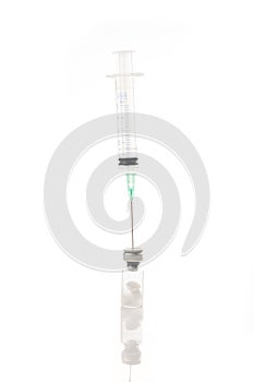 Syringe with ampule on white isolated