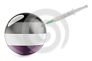 Syringe with asexual flag, 3D rendering