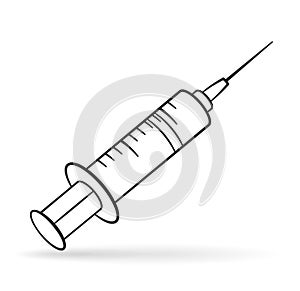 syringe black and white drawing