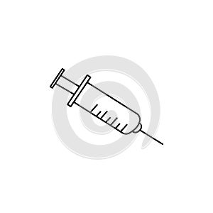 Syringe. Doodle icon. Drawing by hand. Coloring book. Vector illustration.