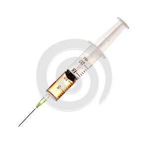 Syringe with drug isolated