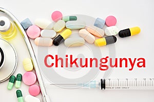 Syringe with drugs for Chikungunya disease treatment