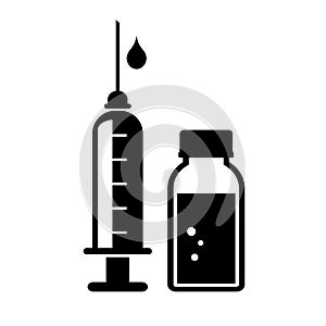 Syringe and drugs medical icon