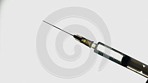 Syringe with effective medicine on white background, patient vaccination, health