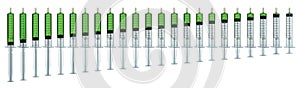 Syringe with green drug.