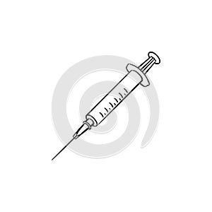 Syringe hand drawn outline doodle icon.