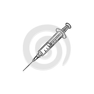 Syringe hand drawn outline doodle icon.