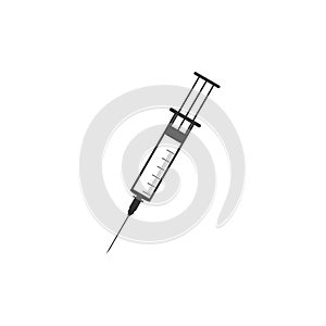 Syringe icon isolated. Syringe sign for vaccine, vaccination, injection, flu shot. Medical equipment. Flat design