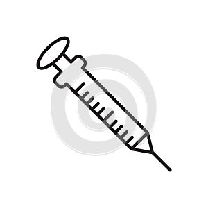 Syringe icon vector isolated on white background, Syringe sign , sign and symbols in thin linear outline style