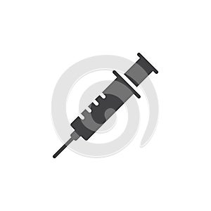 Syringe, injection icon vector, filled flat sign, solid pictogram isolated on white.