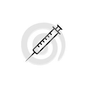 Syringe, injection icon vector, filled flat sign, solid pictogram isolated on white. Symbol, logo illustration. Pixel