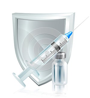 Injection Syringe Vaccine Shield Medical Concept photo