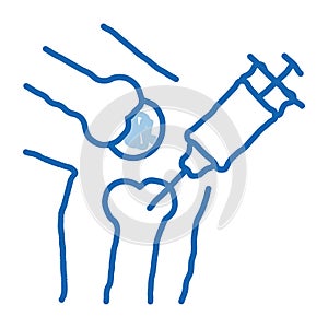 Syringe Injection Vaccine In Bone doodle icon hand drawn illustration