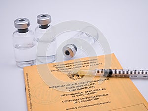 Syringe with International Certificate of Vaccination