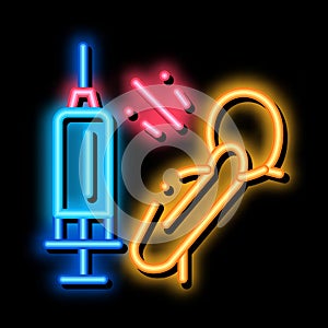 syringe man fear neon glow icon illustration