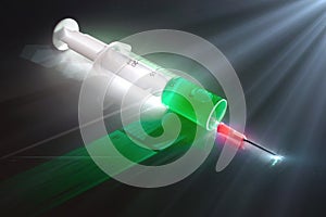 Syringe with medication illuminated laterally