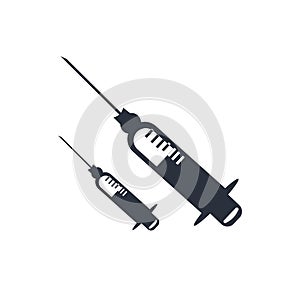 Syringe with medicine icon vector sign and symbol isolated on white background, Syringe with medicine logo concept