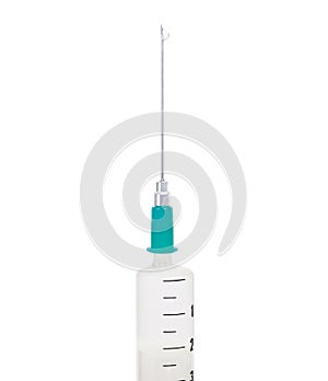 Syringe needle injection drip macro isolated photo